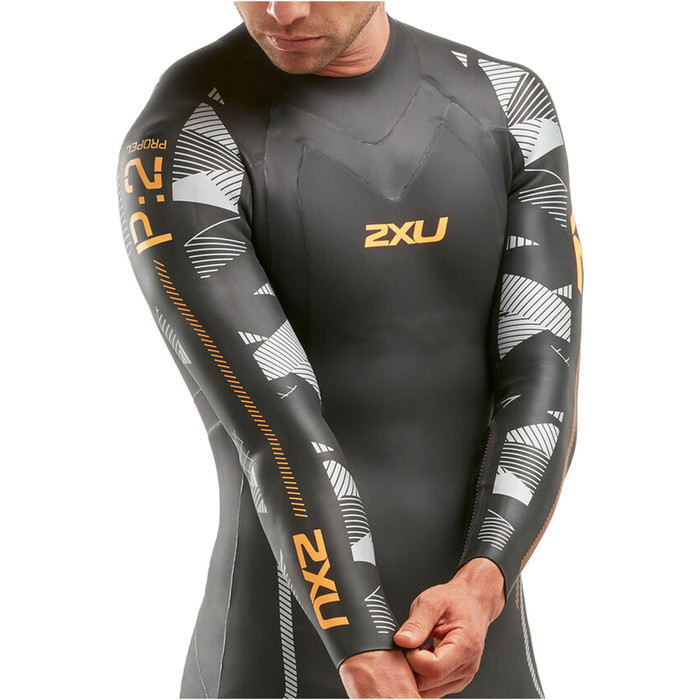 2022 2XU Mens P:2 Propel Swim Wetsuit MW4990C - Black / Orange Fizz